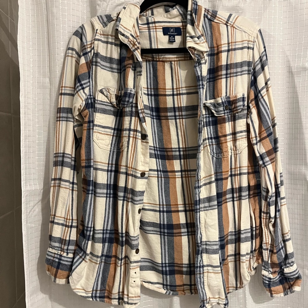 George Cream and Blue Plaid Shirt